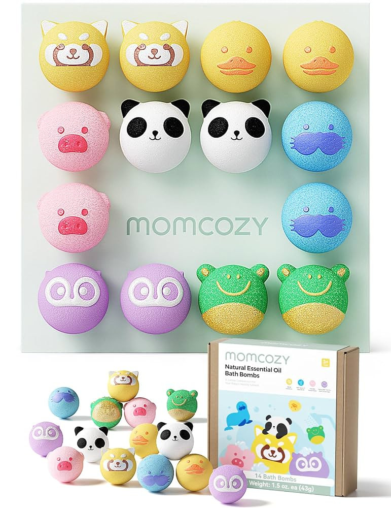 Momcozy Essential Oil Bath Bombs,14 Pcs Bubble Bath Fizzy Balls with 7 Cute Animal Shapes,Bath Bo... | Amazon (US)