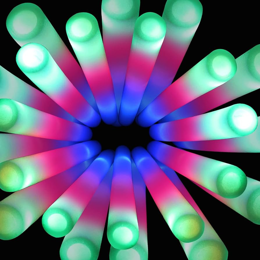 SHQDD 100 Pack LED Glow Sticks for Wedding, Bulk Foam Glow Sticks with 3 Modes Colorful Flashing,... | Amazon (US)