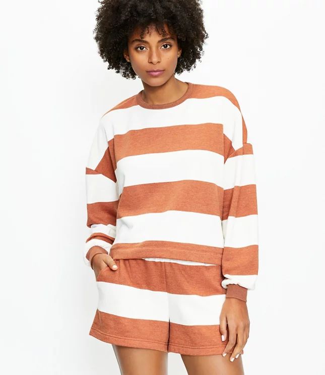Lou & Grey Striped Cozy Cotton Terry Sweatshirt | LOFT | LOFT