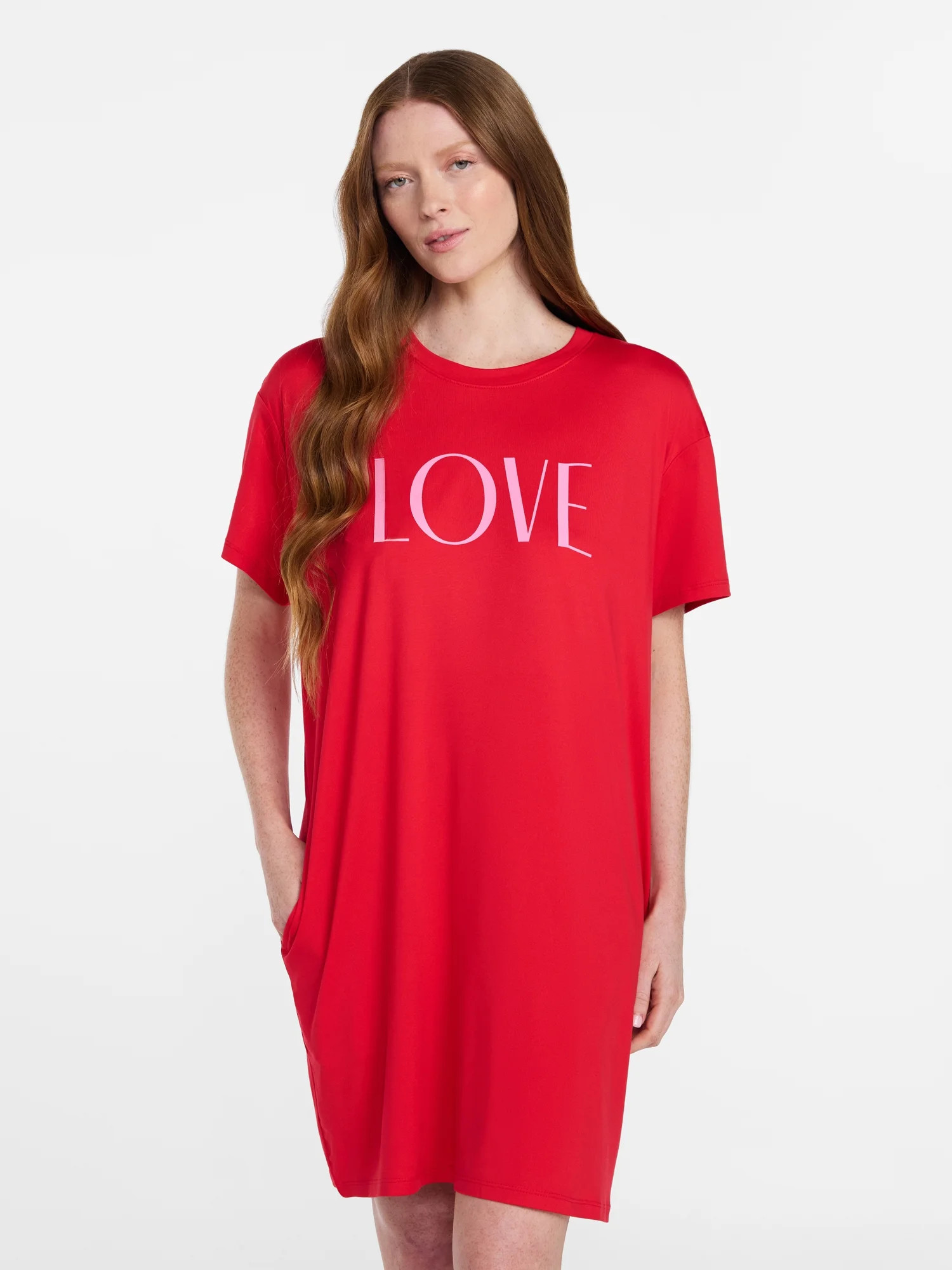 Joyspun Women’s Dreamy Soft Collection Short Sleeve Valentine's Day Sleep Shirt, Sizes S/M to 2... | Walmart (US)