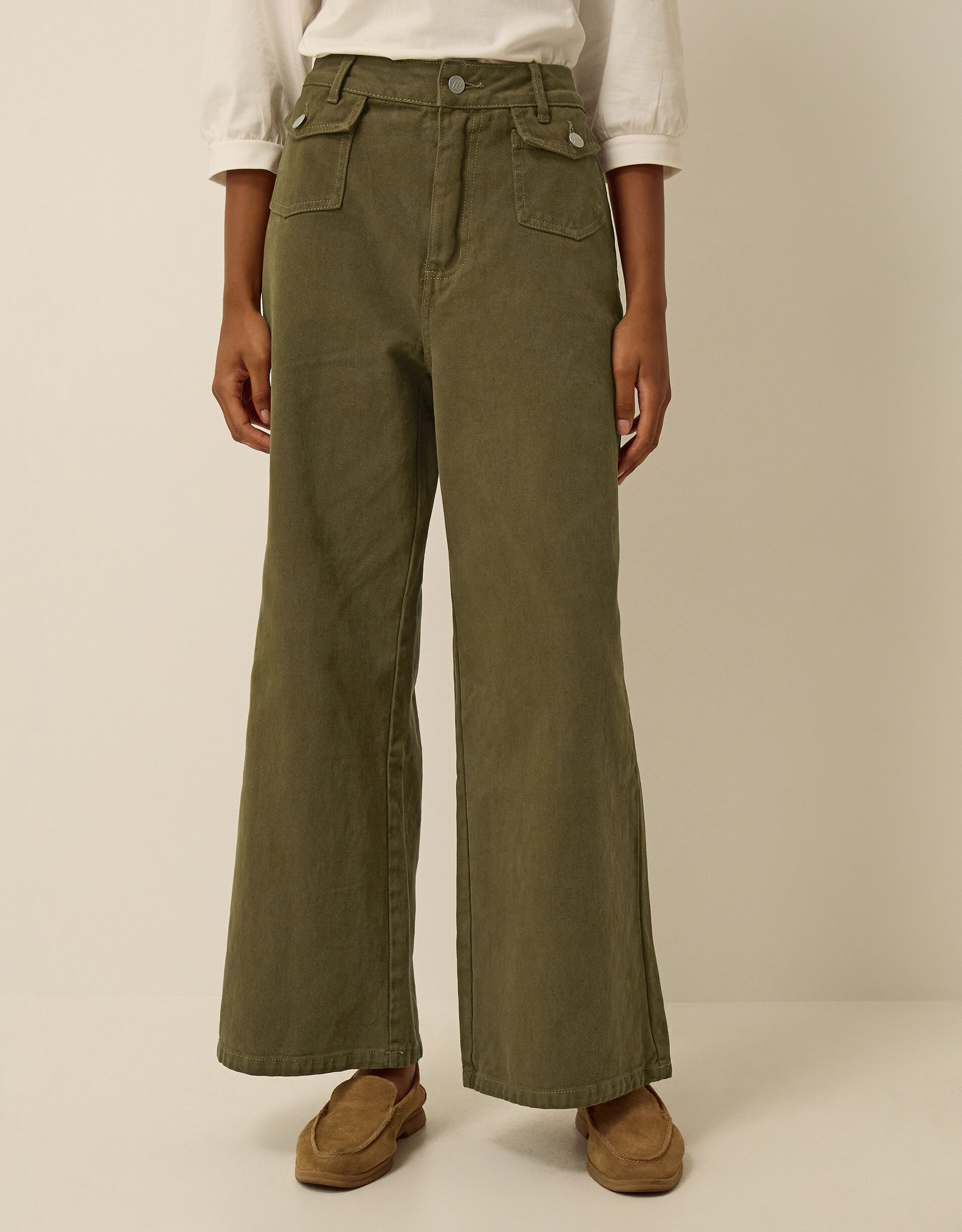 Gina Wide Leg Jeans Green | Monsoon (UK)