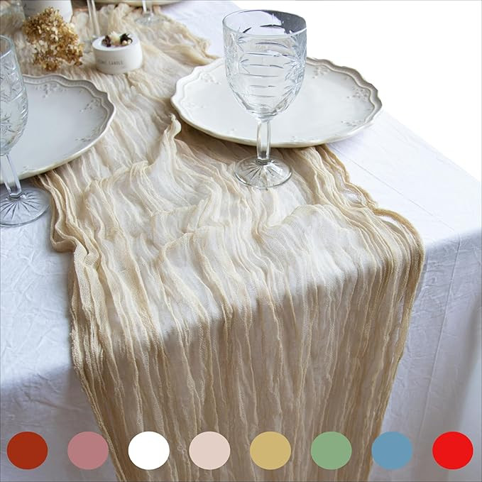 Gauze Table Runner Bulk Cheesecloth Table Runner 141 in Long Natural Table Runner for Wedding Boh... | Amazon (US)