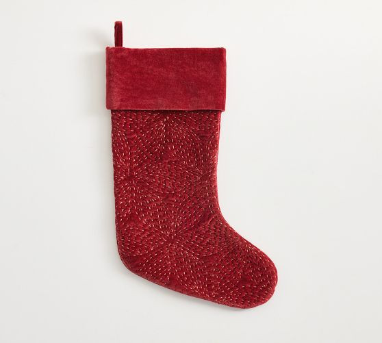Floral Quilted Velvet Stocking | Pottery Barn (US)