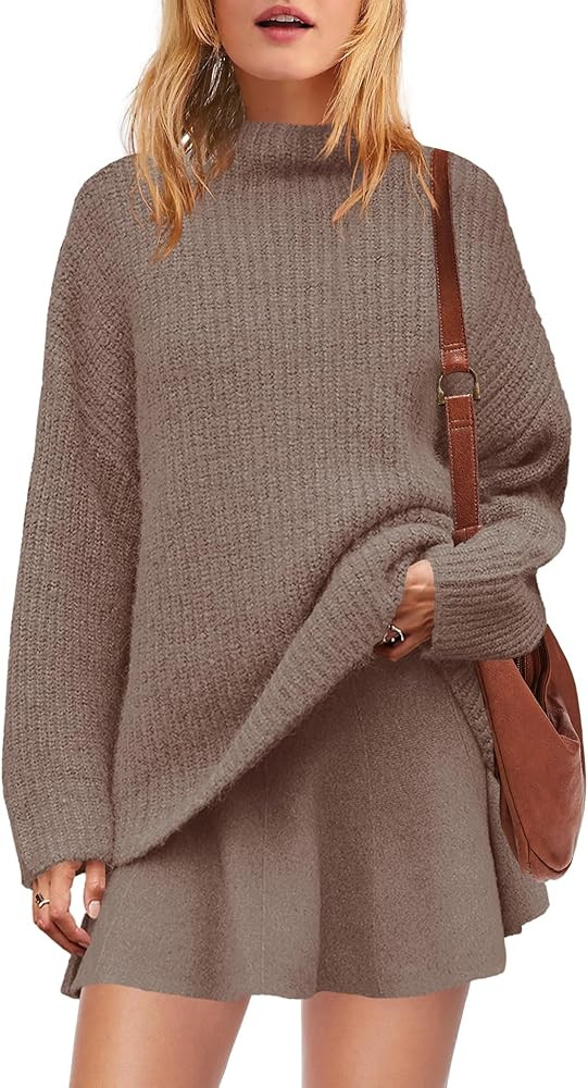 SENSERISE Womens Sweater Skirt Set 2 Piece Outfits Matching Lounge Sets Turtleneck Knit Tops Mini... | Amazon (US)