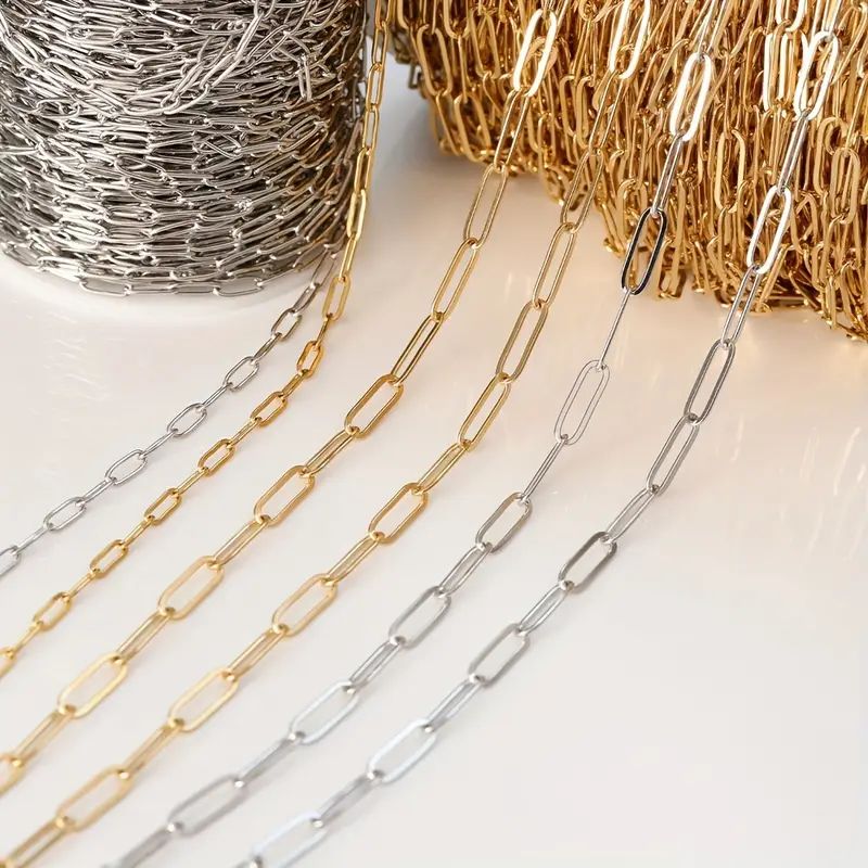 2meters Stainless Steel Chain Golden Chains Necklace - Temu | Temu Affiliate Program