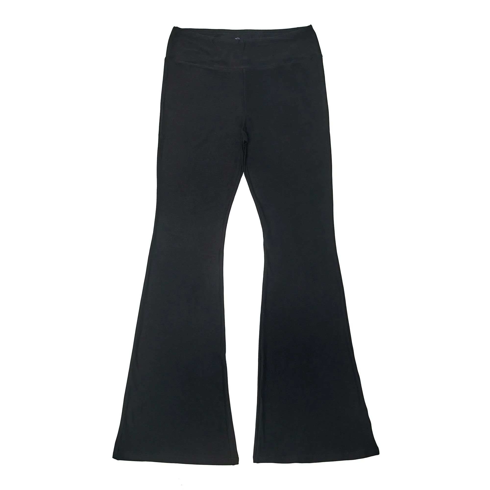 No Boundaries Ribbed Flare Pants with Lettuce-Edge Hem, 32” Inseam, Women’s | Walmart (US)