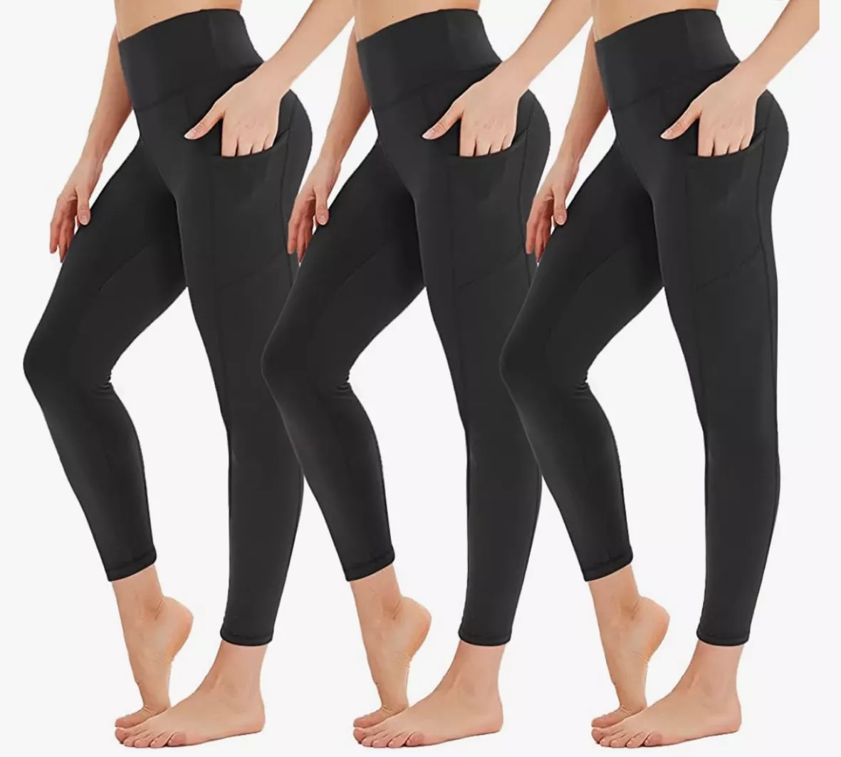HIGHDAYS 2 Pack Capri Leggings with Pockets - High Waist Womens Yoga Pants  for Workout
