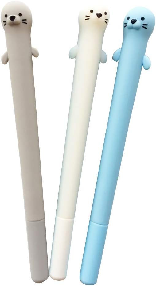 Doraking 3pcs 0.5mm Fine Point Gel Pens, Cute Cartoon Otters Refillable Gel Ink Pens, Black Ink P... | Amazon (US)