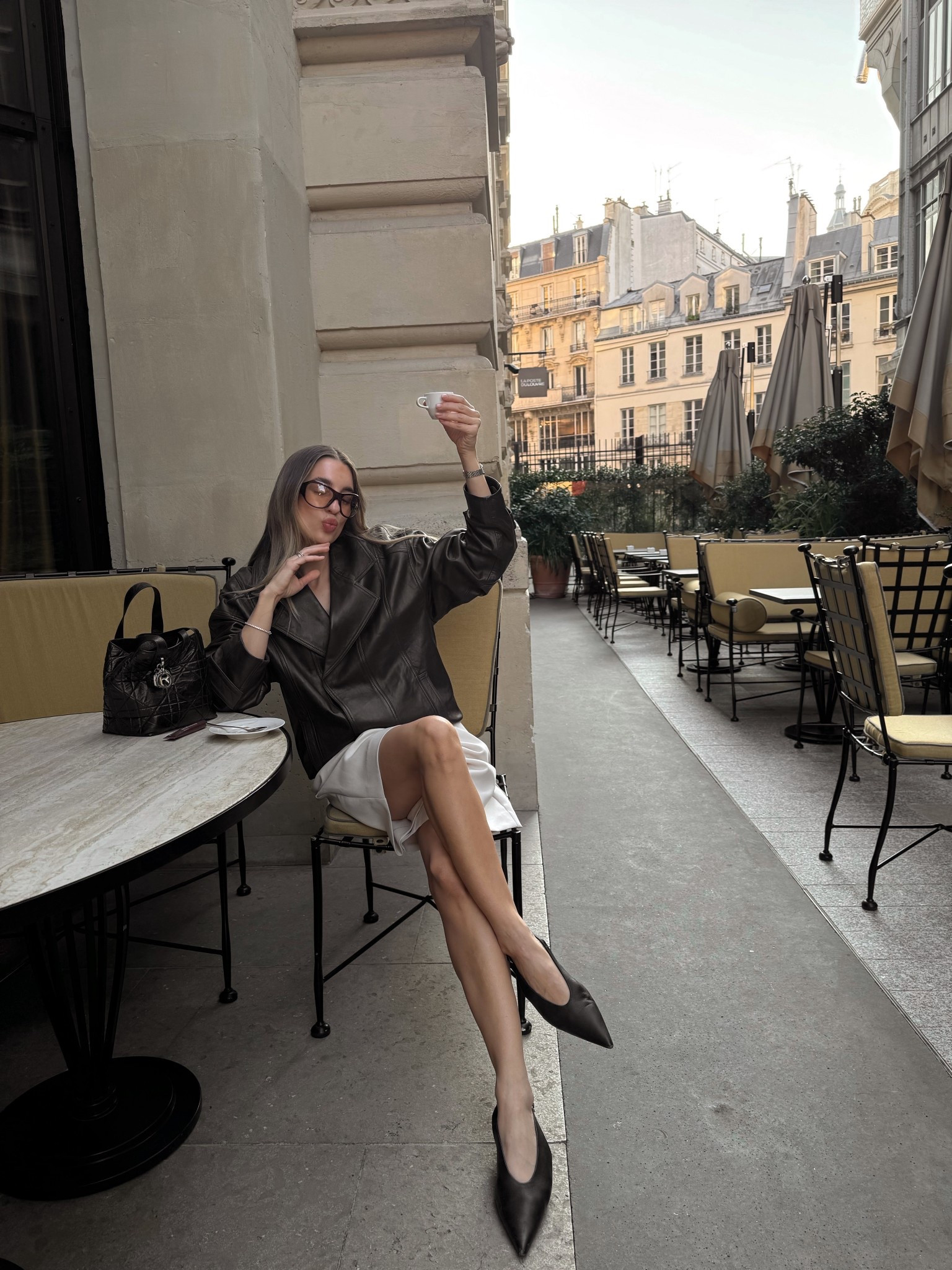 Wearing XS in Dissh leather jacket  and Bermuda shorts 🤍