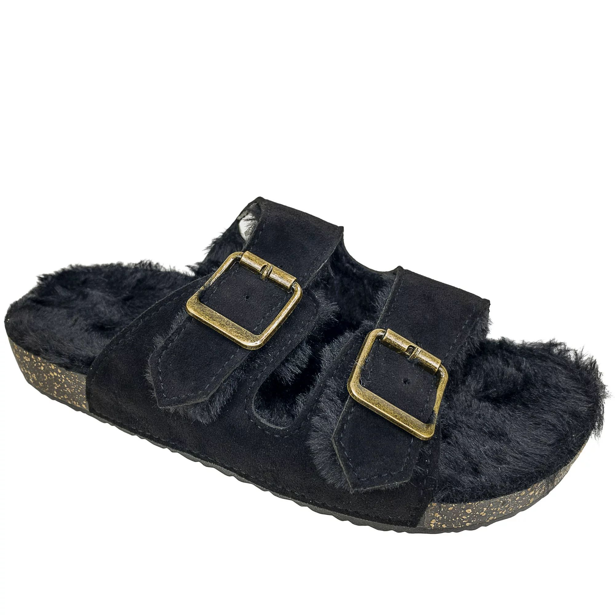 Secret Treasures Women’s Luxe Faux Fur Two-Band Slide Slippers | Walmart (US)