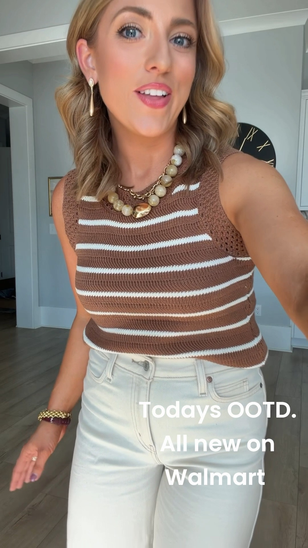 Head-to-toe Walmart fashion for today’s OOTD 🤎🤍 Walmart’s new arrivals are SO good right now!

This adorable striped knit tank is from Walmart’s brand new fashion line, and I love the chocolate brown + cream combo! Such an easy piece to wear now and layer as we head into cooler weather. Paired it with these new Walmart wide-leg jeans that come in several colors—the cropped raw hem is so cute with sneakers!

My leopard sneakers and gold jewelry are Walmart too! The chunky beaded statement necklace is Amazon and adds the perfect finishing touch. 🤎

Affordable Walmart fashion that looks this elevated will always have me! 🙌

#walmartfashion #walmartfinds #walmartnewarrivals #walmartstyle #walmartfashionfinds #walmartoutfit #walmartootd #affordablefashion #affordablestyle #outfitoftheday #ootdinspo #casualoutfit #everydaystyle #stripedtop #widelegjeans #amazonfashion #amazonfind

#LTKootd #LTKPetite