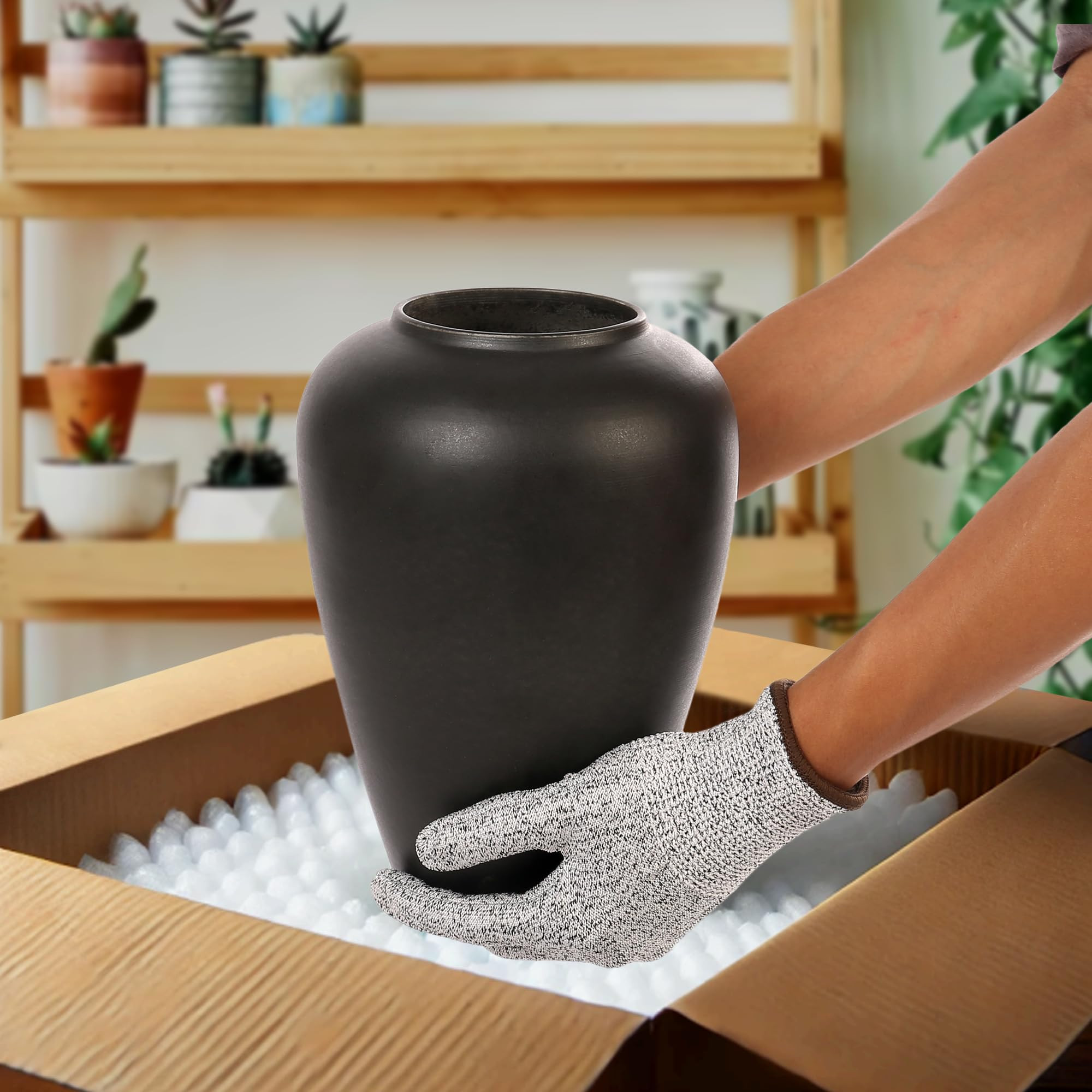 Ceramic Black Vase Home Decor, Flower Vase Modern Trendy Black Vase, Minimalist Farmhouse Table G... | Amazon (US)