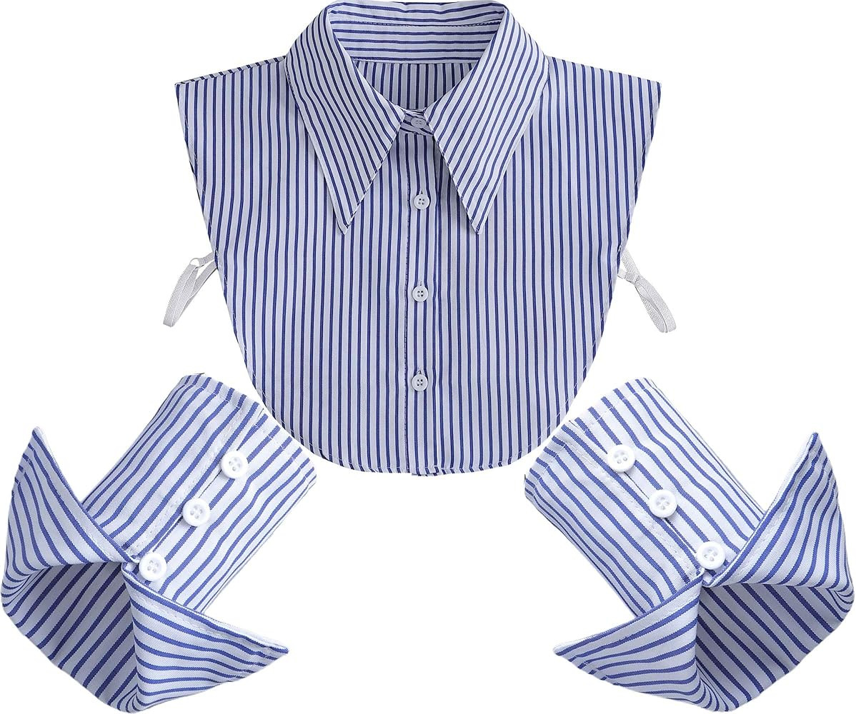 YEKEYI False Collar Shirt Detachable Fake Collar Wrist Cuffs Fake Sleeve Cuffs Collar Half Shirt ... | Amazon (US)
