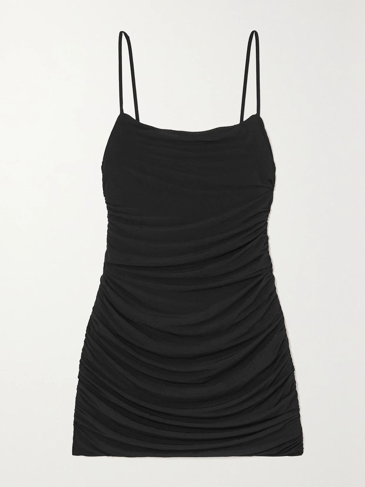 WARDROBE. NYC - Ruched Stretch-jersey Mini Dress - Black | NET-A-PORTER (US)
