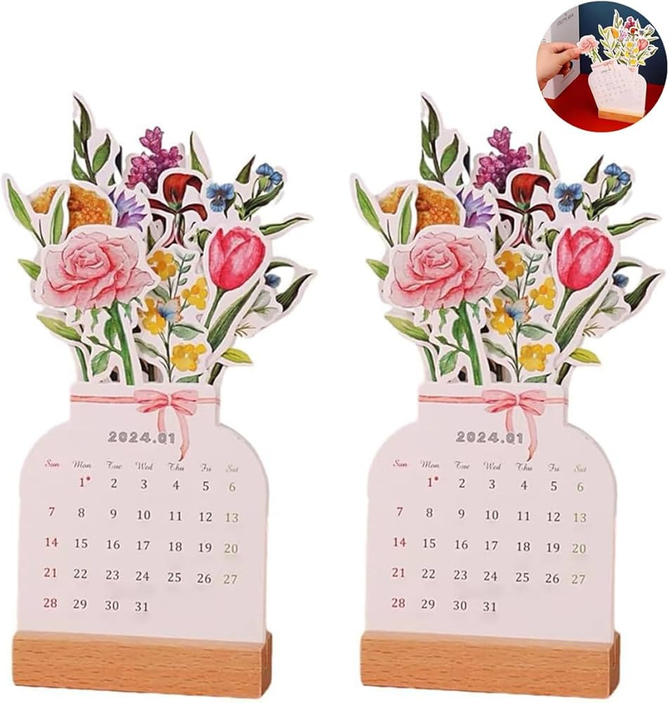 2024 Bloomy Flowers Desk Calendar, Creative Flower Small Desk Calendar, Funny Unique Bloomy Flowe... | Amazon (US)