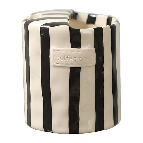 Hand-Painted Retro Striped Ceramic Coffee Mug Breakfast Cup Coffee Cup for Milk Coffee Juice Latte Hot Cold Drinks Gift Drinkware | Amazon (US)