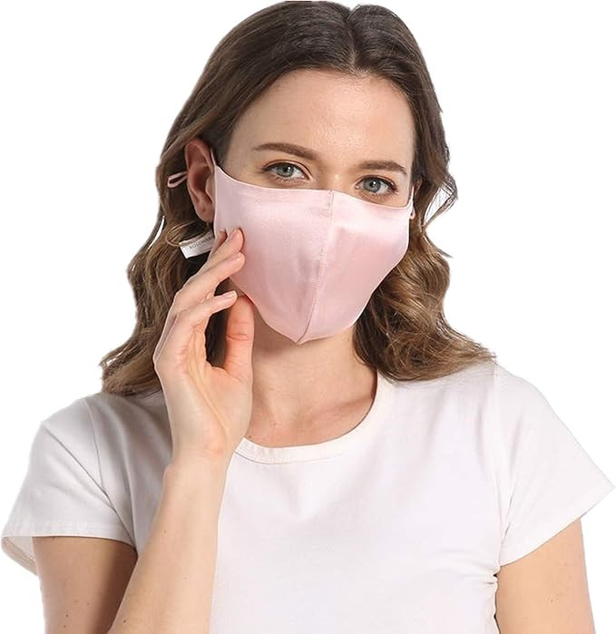 100% Mulberry Silk Face Mask for Women Men Reusable Adjustable with Filter Pocket | Amazon (US)