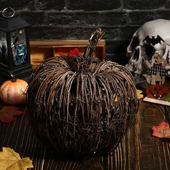 Garneck Wicker Rattan Pumpkin Grapevine Realistic Fake Pumpkins Small Fall Harvest Rattan for Hal... | Amazon (US)