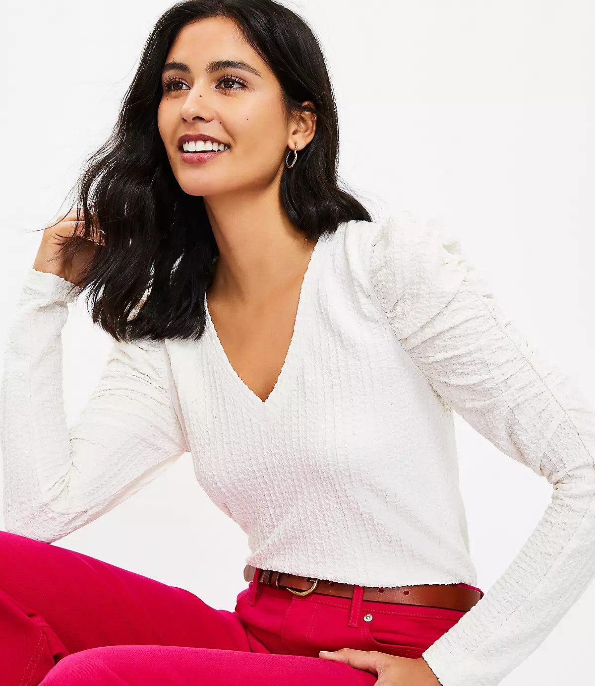 Shirred Puff Sleeve Top | LOFT