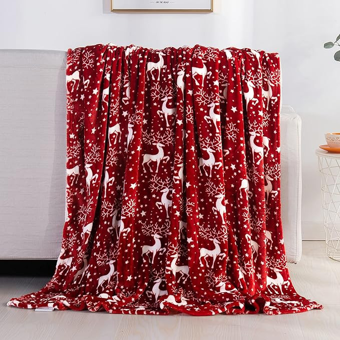 Elegant Comfort Luxury Velvet Super Soft Christmas Prints Fleece Blanket-Holiday Theme Home Déco... | Amazon (US)