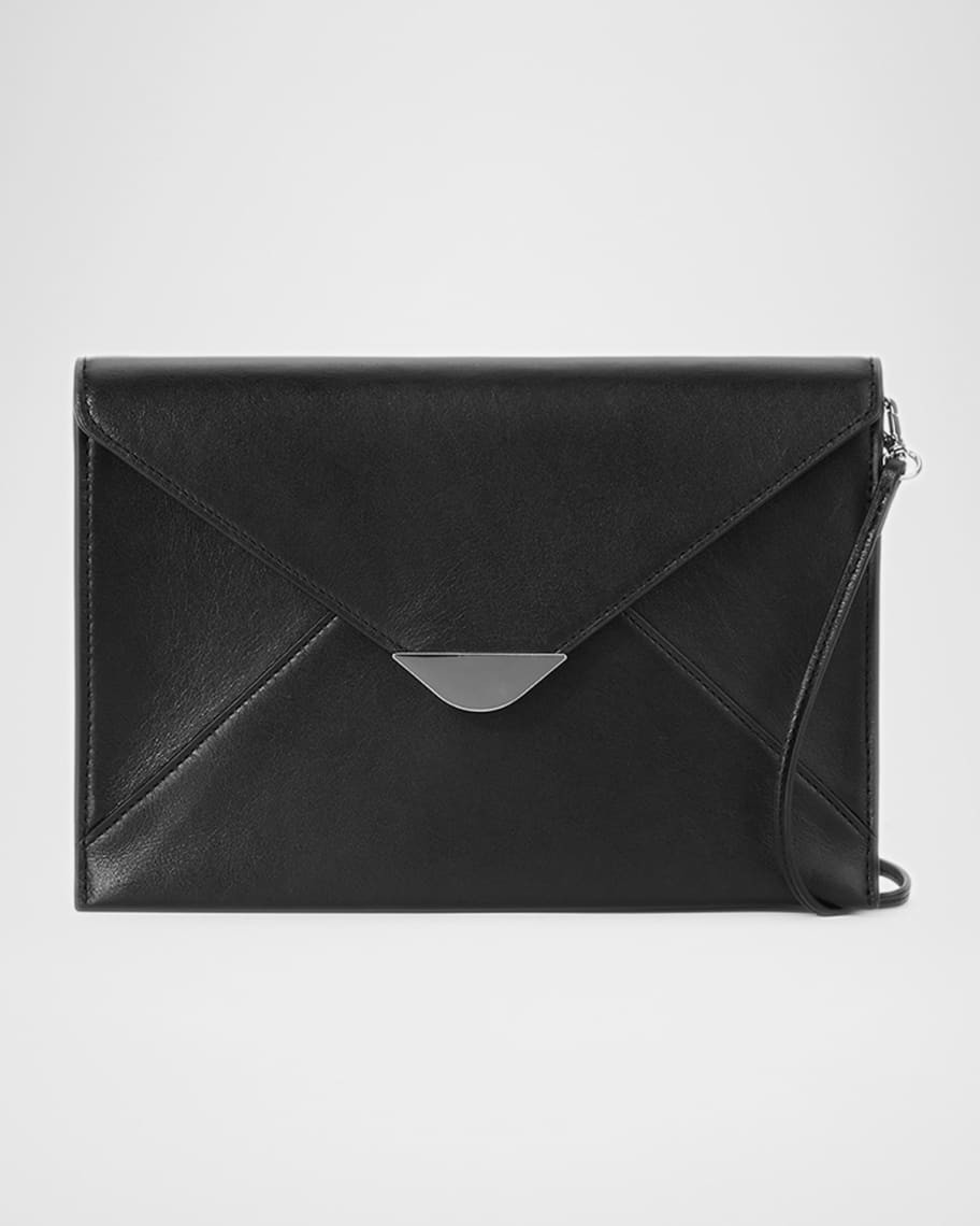 Marcella Envelope Flap Leather Clutch Bag | Neiman Marcus
