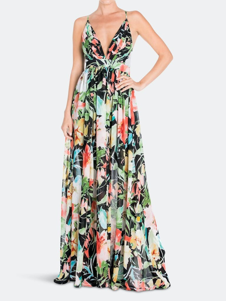 Enchanted Garden Maxi Dress - Black Watercolor | Verishop