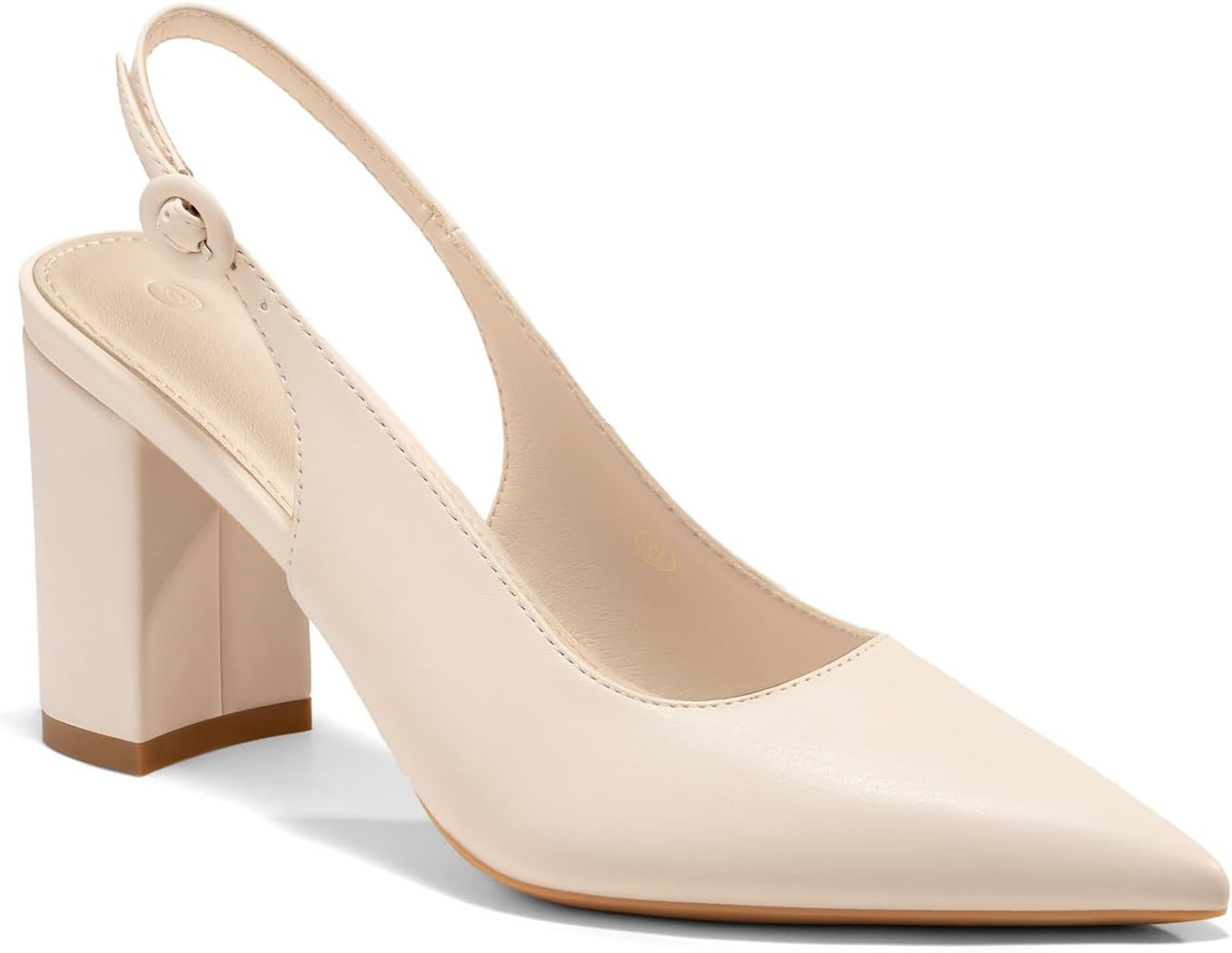 Coutgo Women's Pointed Toe Block Heel Pumps Slingback Chunky Heel Slip On Work Party Dress Shoes | Amazon (US)