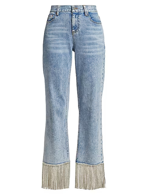 Amazing Boyfriend Fringe-Trim Jeans | Saks Fifth Avenue