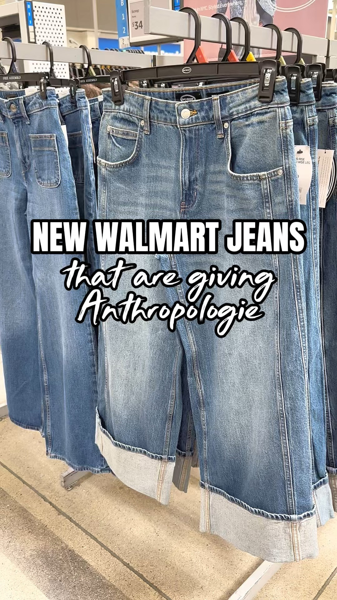 These brand new Walmart jeans are giving Anthropologie 😍 The wide-leg fit + oversized cuff make them look SO high-end. They come in 3 washes and are already becoming a bestseller! I’m wearing a size 8. Runs TTS.

#LTKmomlife #LTKSeasonal #LTKootd