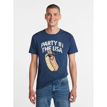 Americana Men s and Big Men s Party in the USA Graphic Tee Shirt from Way to Celebrate Sizes XS-3XLT | Walmart (US)