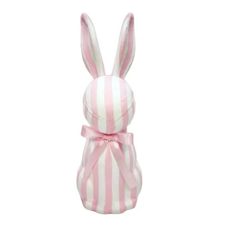 Striped Bunny Tabletop Decoration, Pink and White, 16", Easter by Way To Celebrate | Walmart (US)