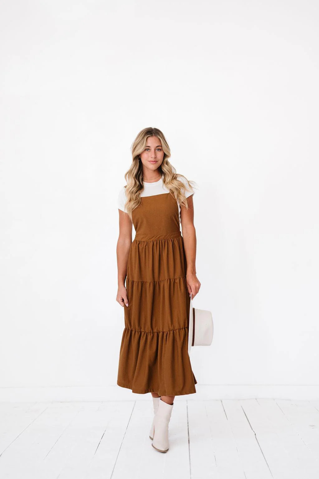 Shay Overall Dress in Brown | FEHRNVI