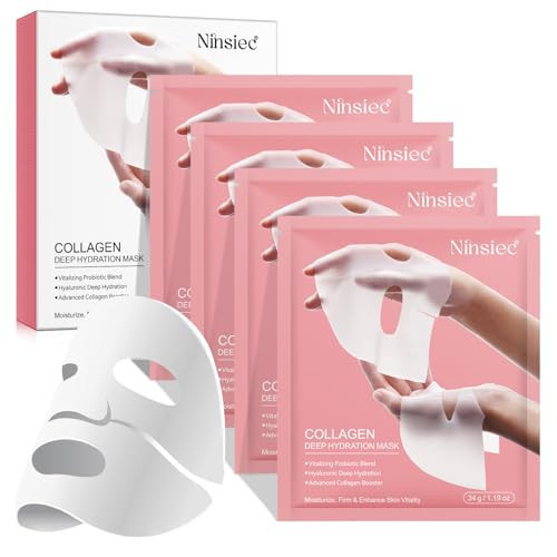 Ninsiec Collagen Face Masks – Deep Hydrating & Firming Overnight Hydrogel Mask, Anti-Wrinkle Lifting, Real Collagen Infused for Plump Skin (4 pcs) | Amazon (US)