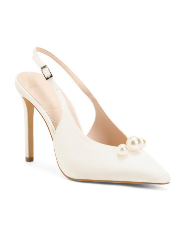 Pointy Toe Slingback Pearl Pumps for Women | Textile/Man-Made Sole | Marshalls