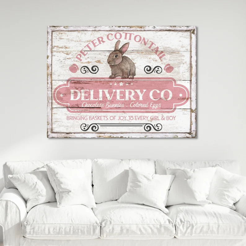 Peter Cottontail Delivery Co, Rabbit Sign, Vintage Easter Sign, Large Canvas Wall Art, Vintage Si... | Etsy (US)