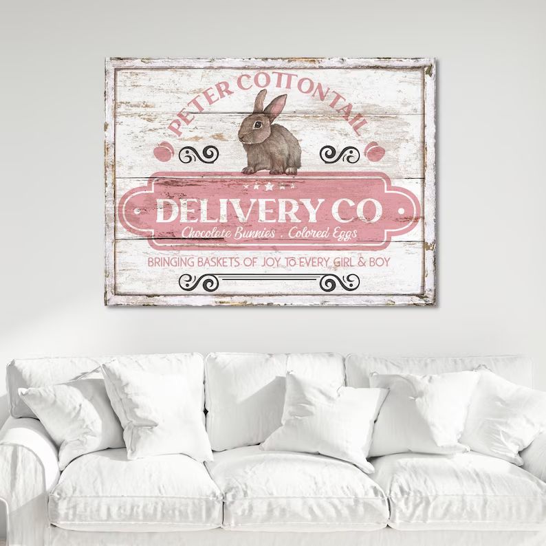 Peter Cottontail Delivery Co, Rabbit Sign, Vintage Easter Sign, Large Canvas Wall Art, Vintage Si... | Etsy (US)