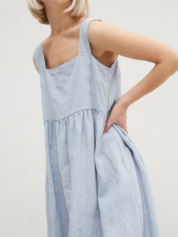 Summer dress / Linen dress/ Summer linen dress / Midi dress / Loose linen dress / Simple linen dr... | Etsy (US)