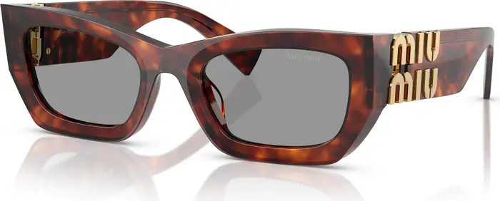 Miu Miu 53mm Rectangular Sunglasses in Light Brown at Nordstrom | Nordstrom