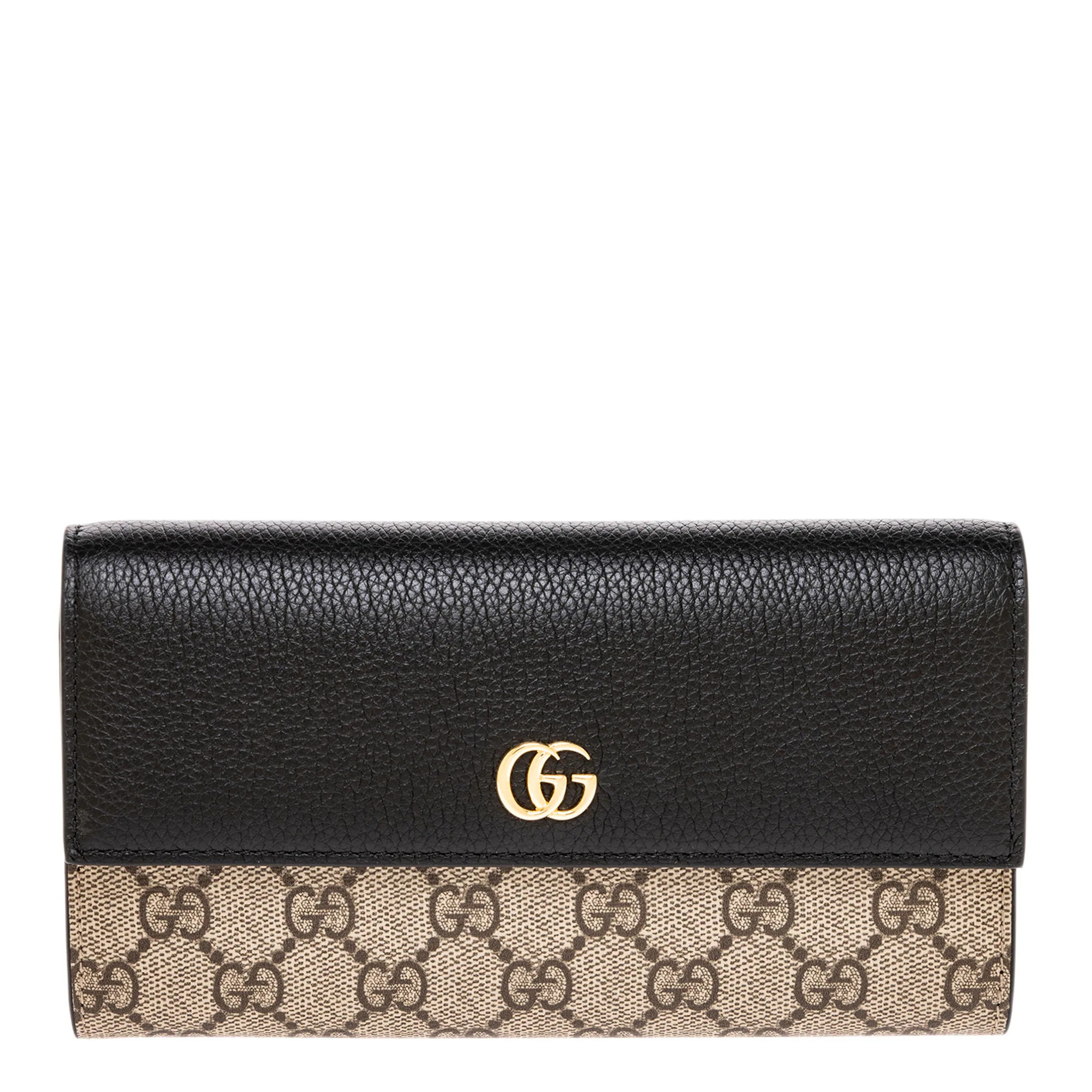 Gucci GG Marmont Bi-color Continental Wallet - Beige + Black | Overstock