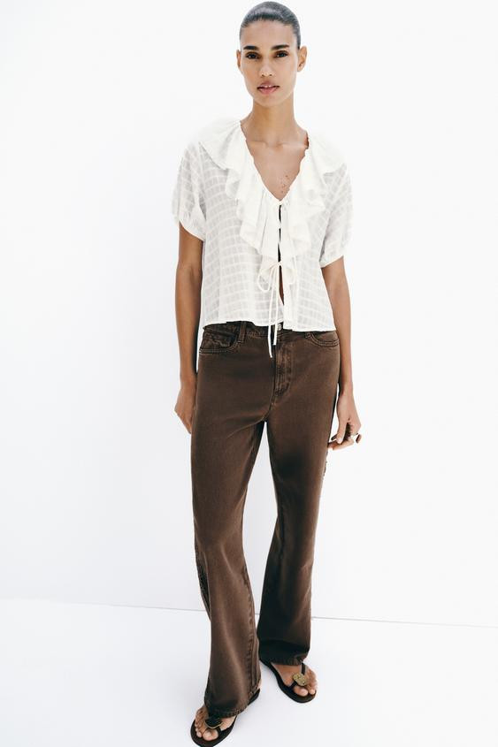 RUFFLED TIE BLOUSE | Zara US