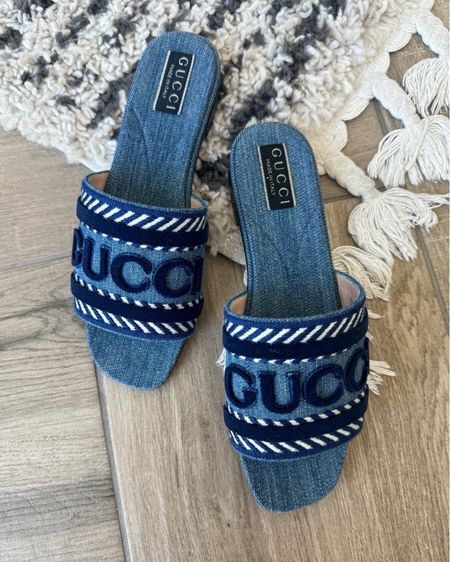 Gucci summer denim slides …I love these but had to order a 1/2 sz up and they are selling out fast :( 



#LTKover40 #LTKshoecrush

#LTKGiftGuide #LTKShoeCrush #LTKSeasonal