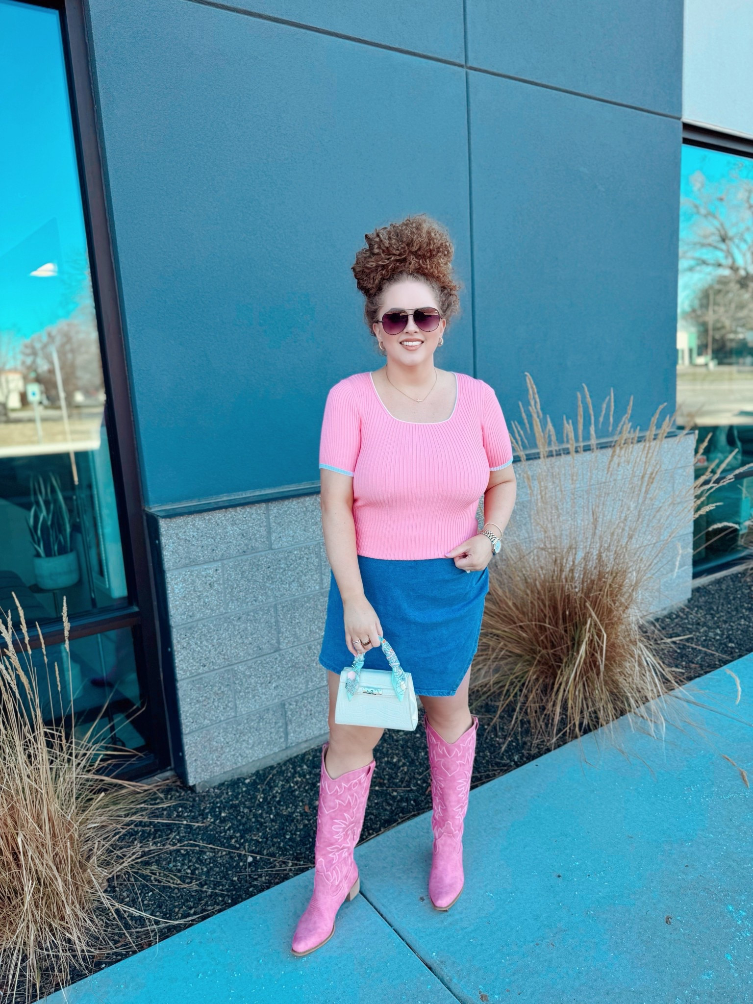 Spring ready in all the pink vibes 💕 New favorite top + a little fun with my skort and cowgirl boots ✨ Pink fitted top | Amazon top | New spring arrival | Blue jean skort | Jean skort | Amazon skort | Pink cowgirl boots | Amazon boots | Spring outfit | Spring style | Amazon fashion | Trendy spring outfit | Weekend outfit | Casual chic | Playful outfit | Everyday spring style | Amazon finds | Colorful outfit | Fun spring outfit | Statement boots | Spring wardrobe | Amazon try-on | Chic casual style | Spring fashion inspo | Vibrant outfit | Weekend spring look | Relaxed spring style | Trendy outfit | Effortless spring outfit | Warm weather outfit

#LTKdayinmylife #LTKgrwm #LTKootd