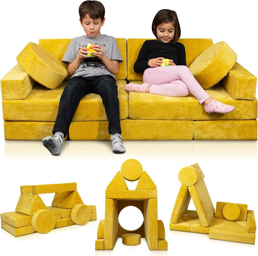 Lunix LX15 14pcs Modular Kids Play Couch, Child Sectional Sofa, Fortplay Bedroom and Playroom Fur... | Amazon (US)