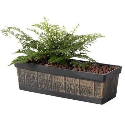 Gardenised Outdoor and Indoor Rectangle Trough Plastic Planter Box, Vegetables or Flower Planting Pot, Brown Small | Target
