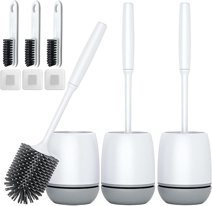 Toilet Brush, 3 Pack Toilet Bowl Brush and Holder for Bathroom Storage Cleaning, Bathroom Accesso... | Amazon (US)