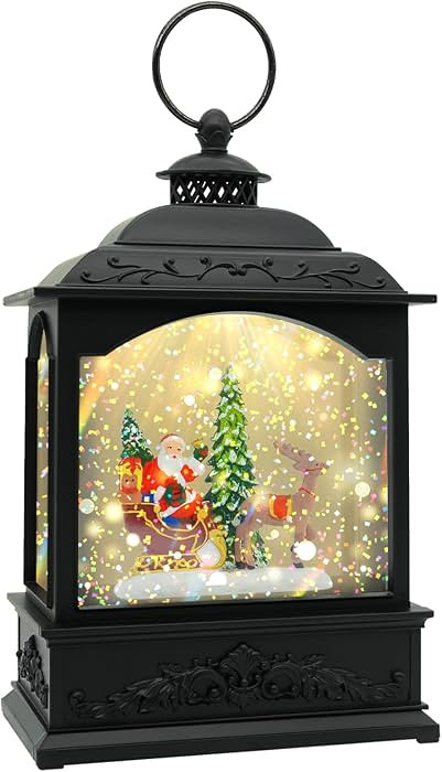 Christmas Snow Globes Lantern, Christmas Lantern with Music & Timer, Christmas Santa Snow Globe D... | Amazon (US)