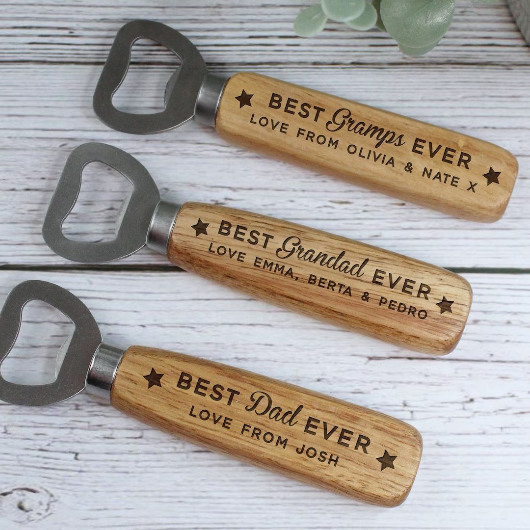 Best Grandad Ever Personalised Wooden Bottle Opener Dad Beer Bottle Opener Gift for Daddy Fathers... | Etsy (US)
