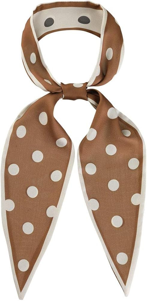 Allegra K Chic Polka Dots Women Neckerchief Skinny Scarves Hair Band Ribbon for Bag Accessory | Amazon (US)