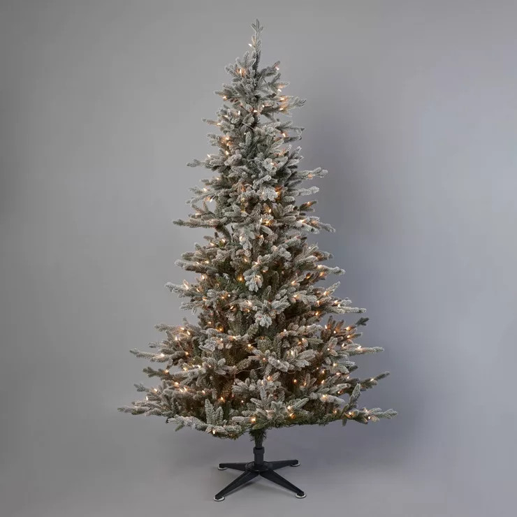 7' Pre-Lit Upswept Flocked Full Balsam Fir Artificial Christmas Tree Clear Lights - Wondershop™ | Target