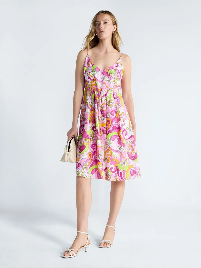 Free Assembly Women's and Women's Plus Sleeveless Printed Silk Dress, Sizes XS-4X - Walmart.com | Walmart (US)
